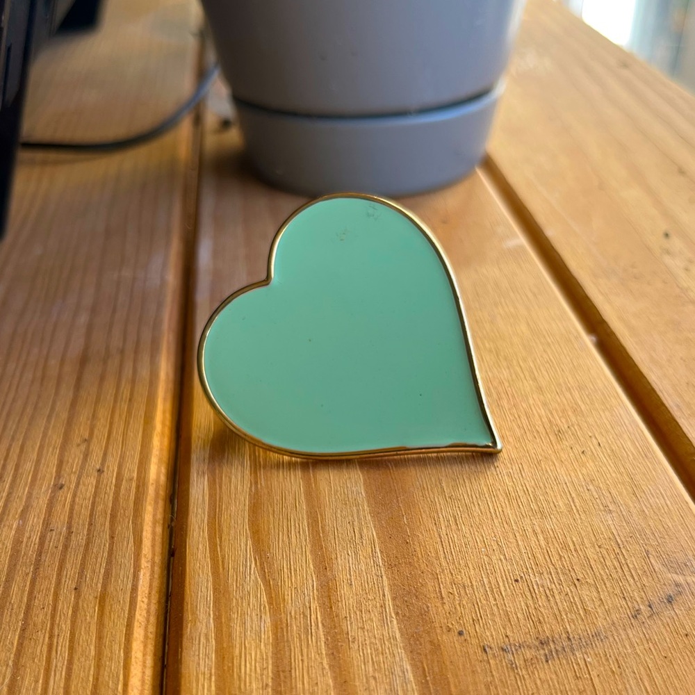 Oversized mint green heart ring